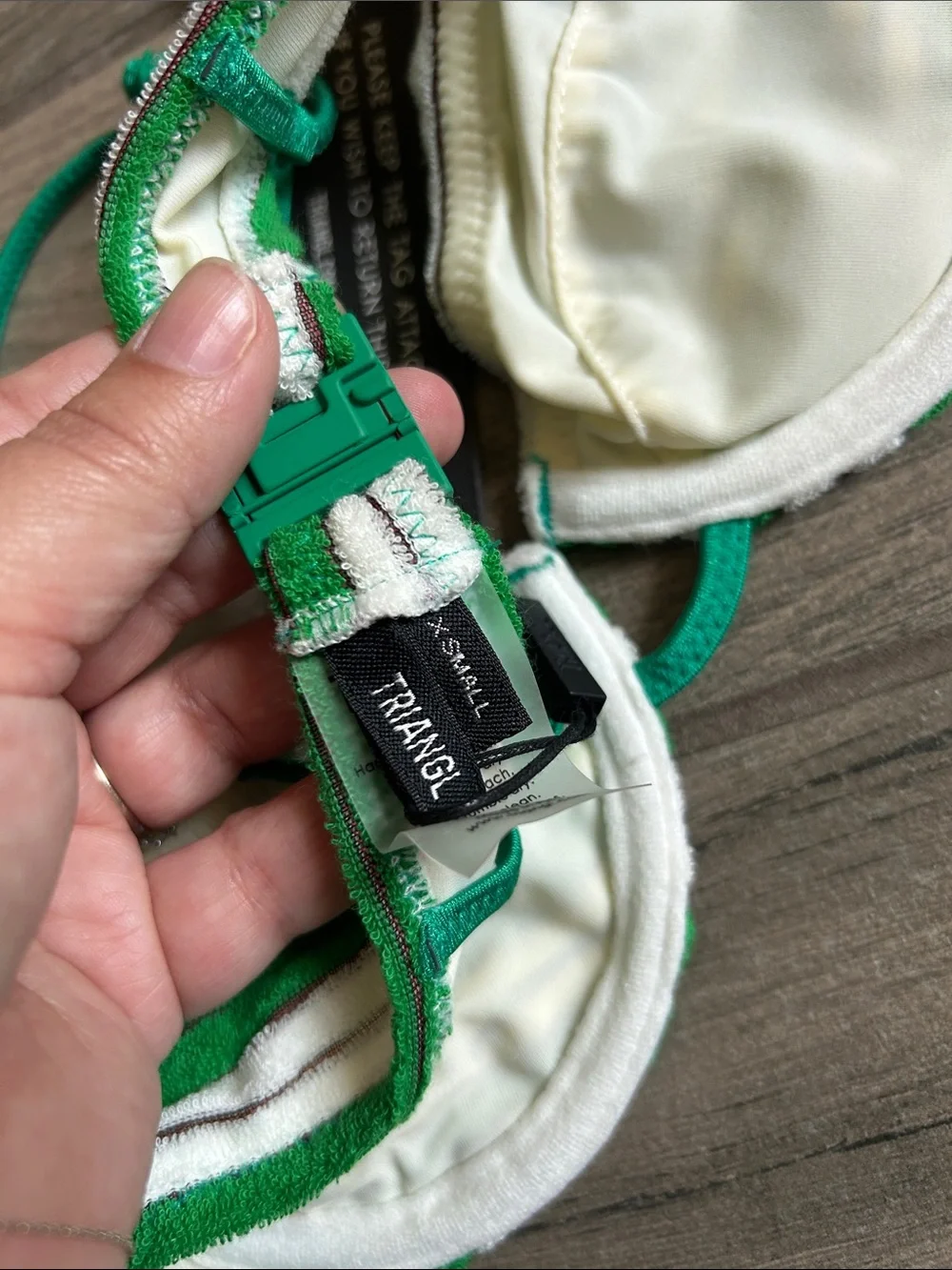 triangl swimwear Green and White Stripe Bikini Top